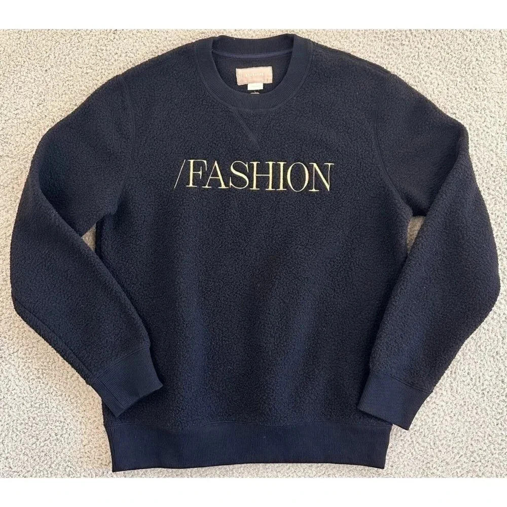 Everlane x Youtube The ReNew Fleece Sweatshirt Womens Medium FASHION Navy Blue‎